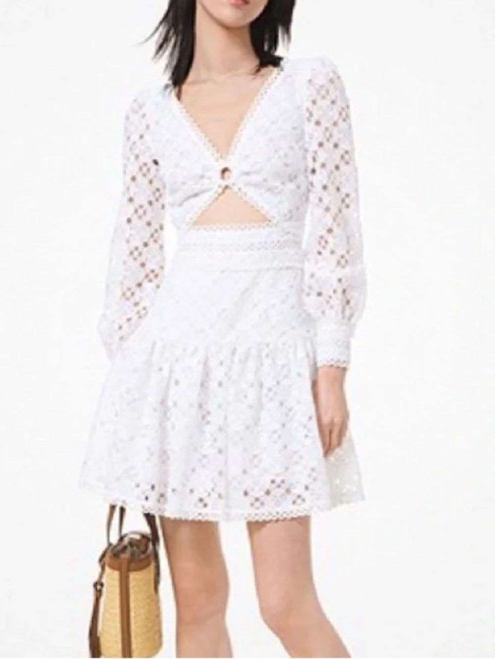 Michael Kors Medallion Lace Cutout Dress White Size XXS